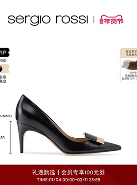 【经典款】Sergio Rossi/SR女鞋SR1金属饰片细跟高跟婚鞋单鞋女