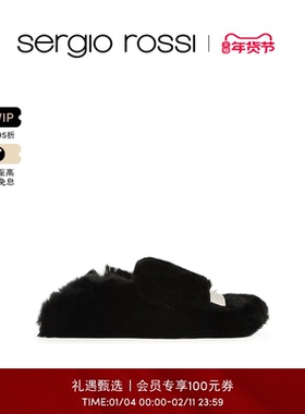 Sergio Rossi/SR女鞋SR1系列方头简约通勤茸茸鞋一脚蹬懒人鞋女