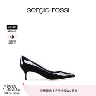 GODIVA系列小貓跟尖頭漆皮細跟高跟鞋 Sergio Rossi SR女鞋 單鞋