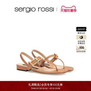 Sergio Rossi/SR女鞋 NORA系列 小牛皮平底拖鞋凉鞋