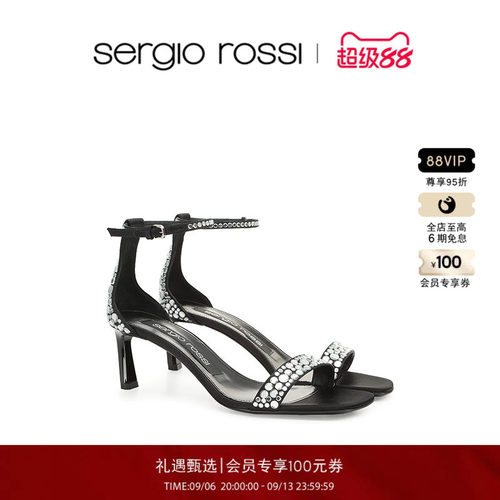 Sergio Rossi/SR女鞋SR LIYA系列一字带细跟高跟凉鞋