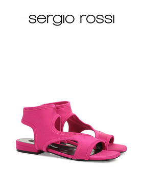 Sergio Rossi/SR女鞋SR JANE系列镂空方头平底凉鞋