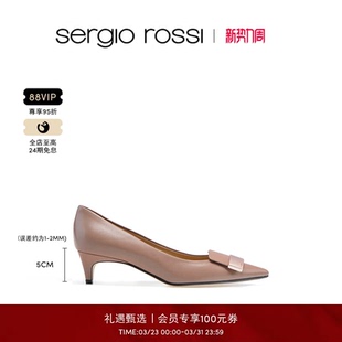 Sergio Rossi 猫跟单鞋 经典 金属高跟鞋 款 SR1系列时尚 SR女鞋