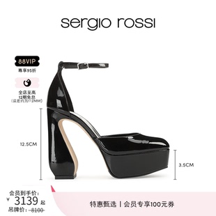 Sergio Rossi SR女鞋 ROSSI系列瑪麗珍一字帶厚底防水臺高跟鞋