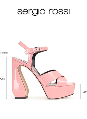 Sergio Rossi/SR女鞋SI ROSSI系列漆皮高跟厚底防水台粗跟凉鞋女