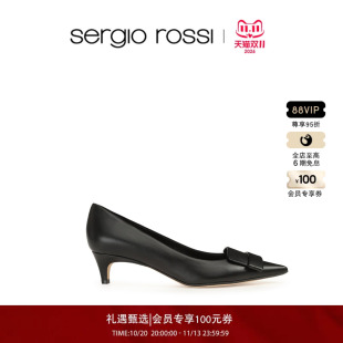 【经典款】Sergio Rossi/SR女鞋SR1系列经典尖头细跟猫跟高跟鞋FP