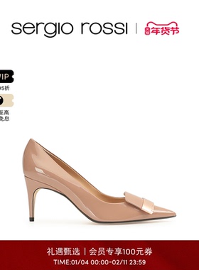 【经典款】Sergio Rossi/SR女鞋SR1金属饰片细跟高跟鞋婚鞋单鞋女