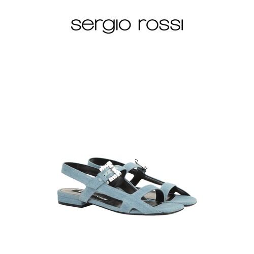 Sergio Rossi/SR女鞋SR TWENTY BUCKLE系列平底百搭方头凉鞋单鞋