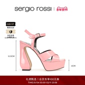 Rossi SR女鞋 Sergio ROSSI系列漆皮高跟厚底防水台粗跟凉鞋 女