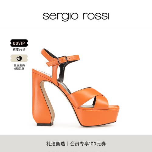 Sergio Rossi/SR女鞋SI ROSSI系列通勤厚底防水台高跟凉鞋单鞋