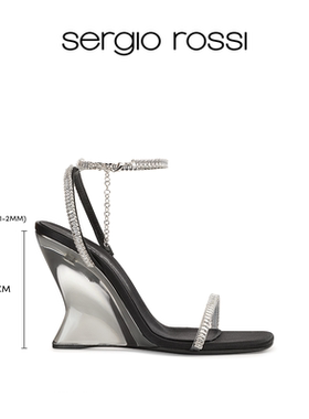Sergio Rossi/SR女鞋EVANGELIE系列气质优雅坡跟凉鞋