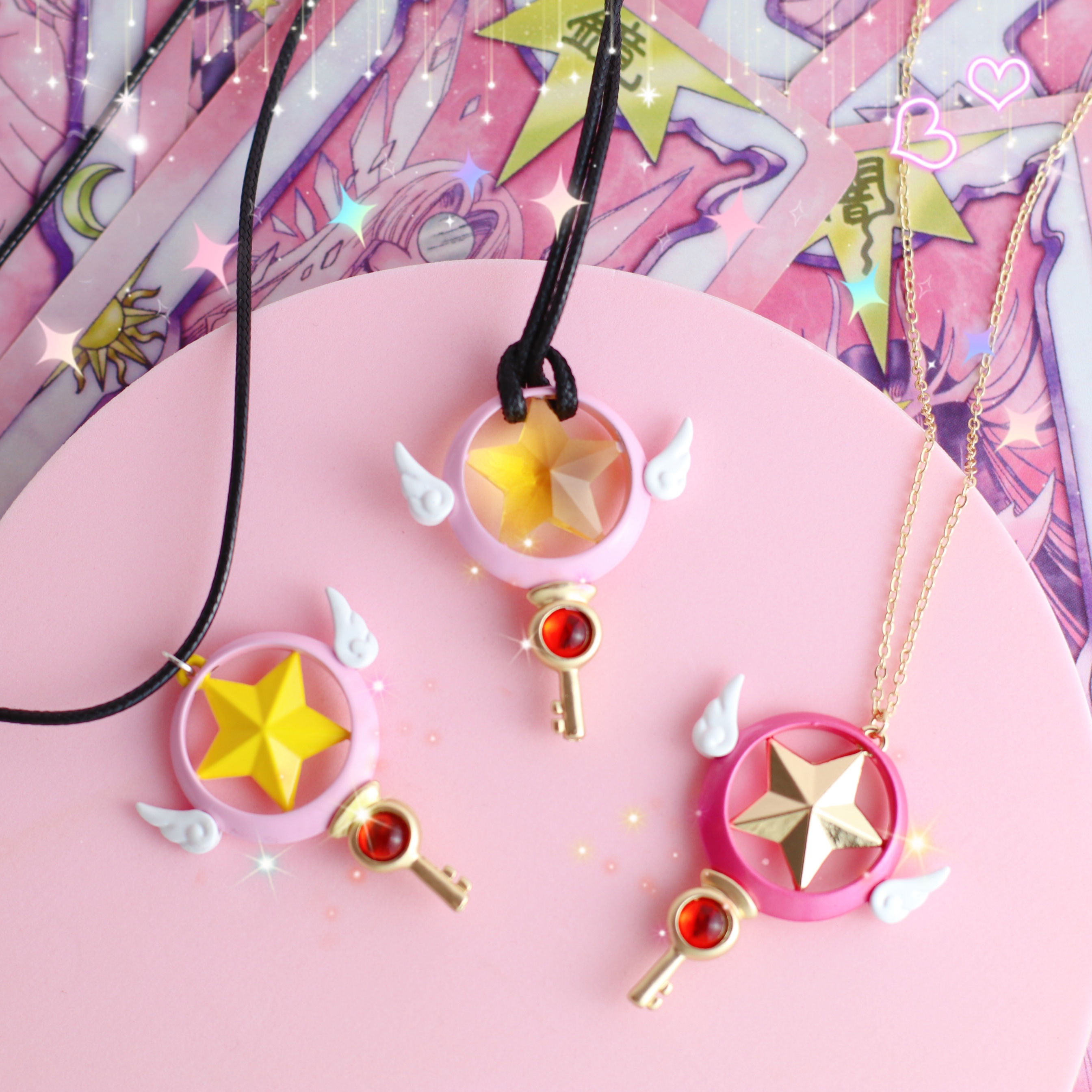 百变小樱魔卡少女樱魔法钥匙透明水晶星星钥匙项链挂件动漫周边