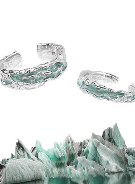 网红薄荷色小众戒指高级开口食指戒冷淡风情侣对戒送礼物生日礼物