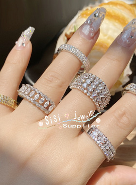 Sisi2022港系直播爆款排戒镀18K 小碎钻满天星璀璨微镶锆石戒指女