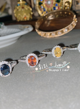 SIsi时尚高级仿碧玺鸽血红戒指女 镀18k微镶精工尖晶指环直播