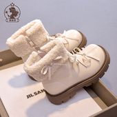 冬季 女童鞋 子儿童短靴2025新款 加绒小女孩真皮靴子保暖二棉马丁靴