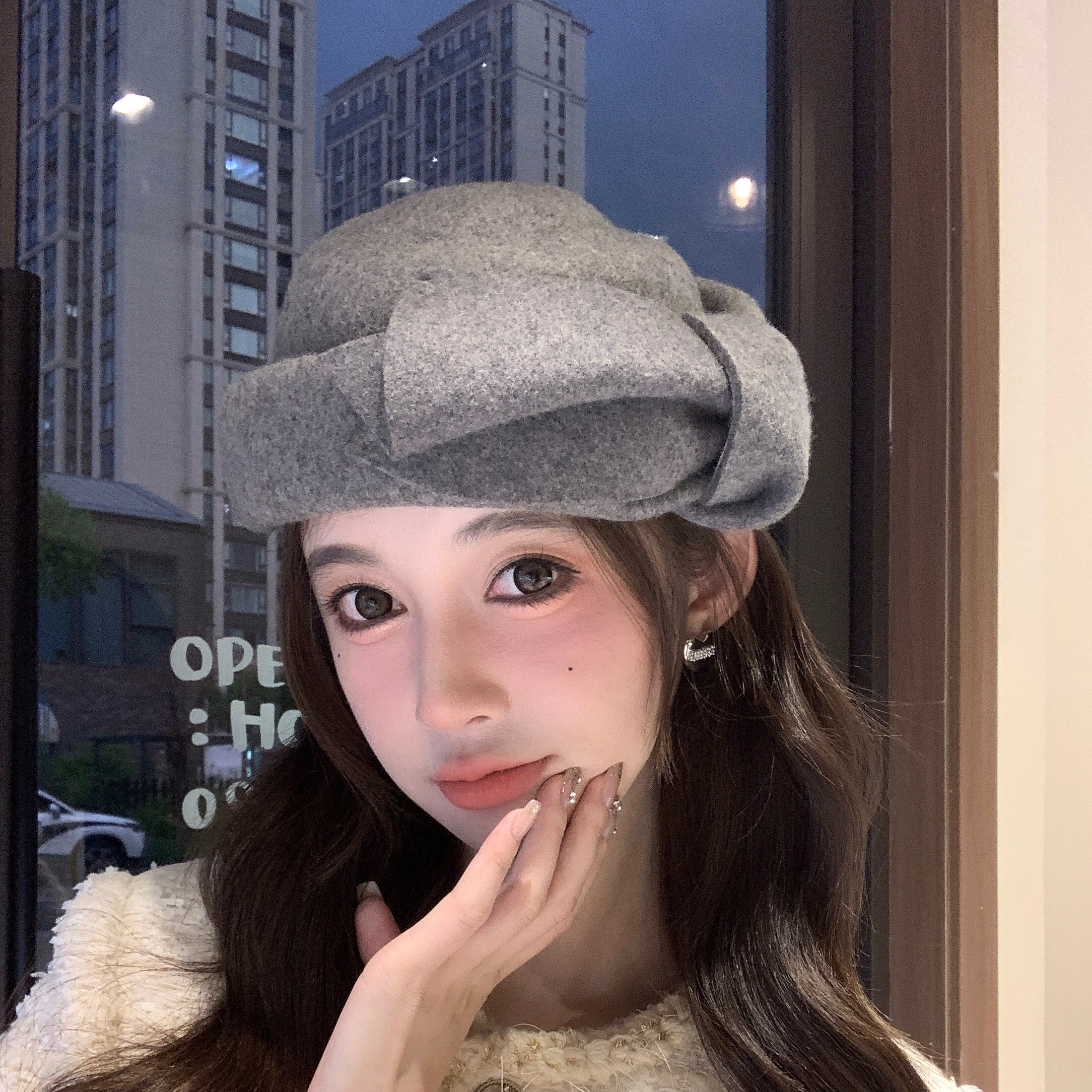 出游贝雷帽女赫本风秋冬