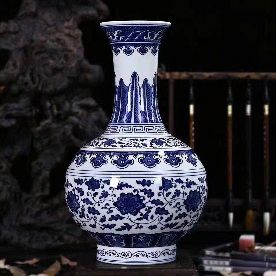 景德镇陶瓷 现代青花瓷花瓶 茶叶罐储物罐 工艺品家饰客厅摆