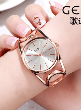 GEDI 欧美女士手表气质镂空大表盘女表防水石英表大气表带