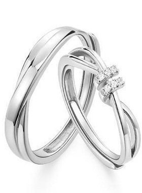 S925纯银爱意交织情侣戒指女小众轻奢高级感男女一对戒情人节礼物