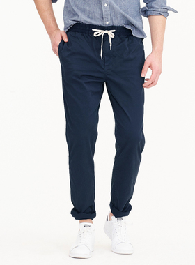 J.crew松紧系带抽绳运动裤修身锥形休闲裤卡其裤弹性薄款男Jcrew