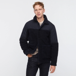 J.crew高端复古WB夏尔巴长绒保暖拼接工装驴夹克外套冬男JCREW