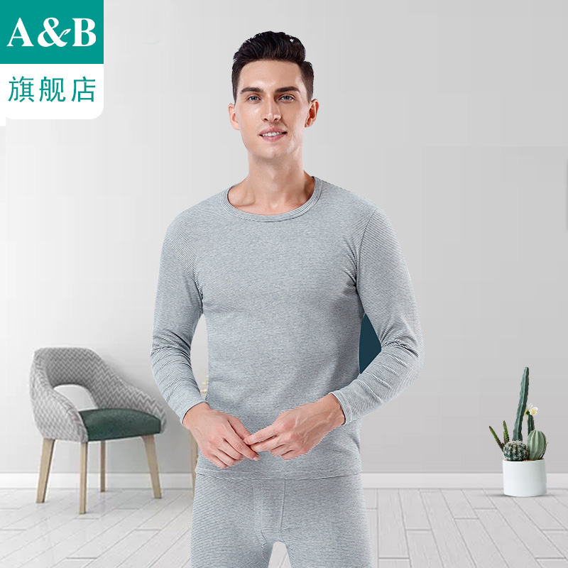 ab保暖内衣套装男秋冬圆领刷绒棉毛衫裤弹力舒适秋衣秋裤TY10