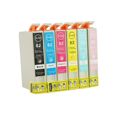 wondertec适用爱普生T0821 82N墨盒R390黑色R290彩色EPSON R270 t50 RX590 TX700照片打印机一体机墨盒1套6色