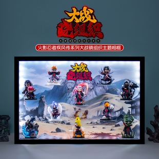 适用泡泡玛特火影忍者疾风传大战晓组织潮玩手办盲盒收纳灯光盒