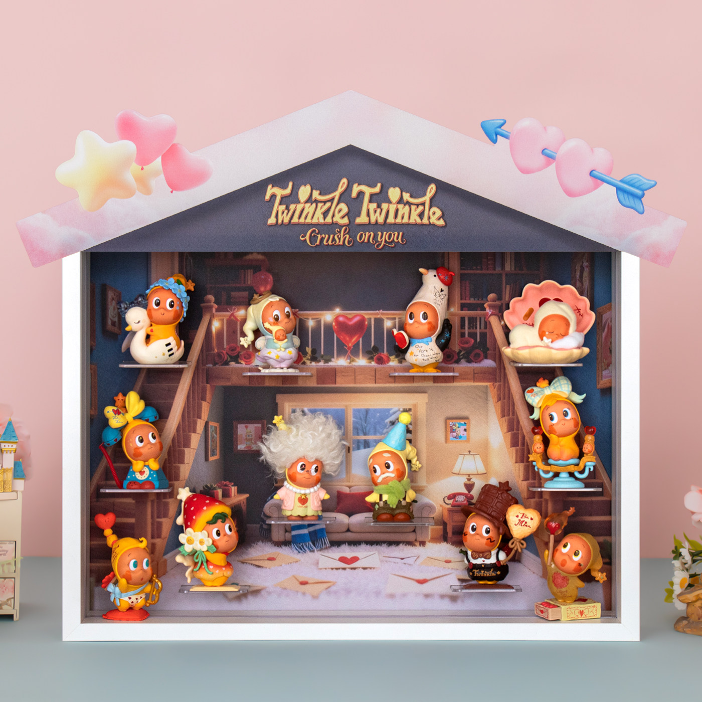 适用POPMART泡泡玛特星星人怦然星动潮玩盲盒手办桌面壁挂展示盒