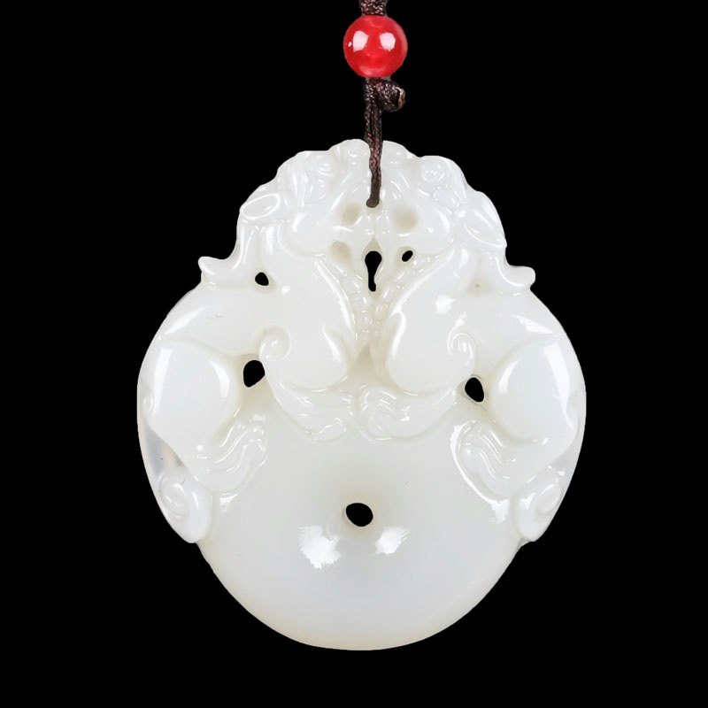 玉翡缘玉器和田白玉貔貅平安扣玉牌双兽吊坠项链貔貅事事平安,珠宝/钻石/翡翠,颈饰,淘宝优惠券,粉丝福利购,淘宝优惠卷