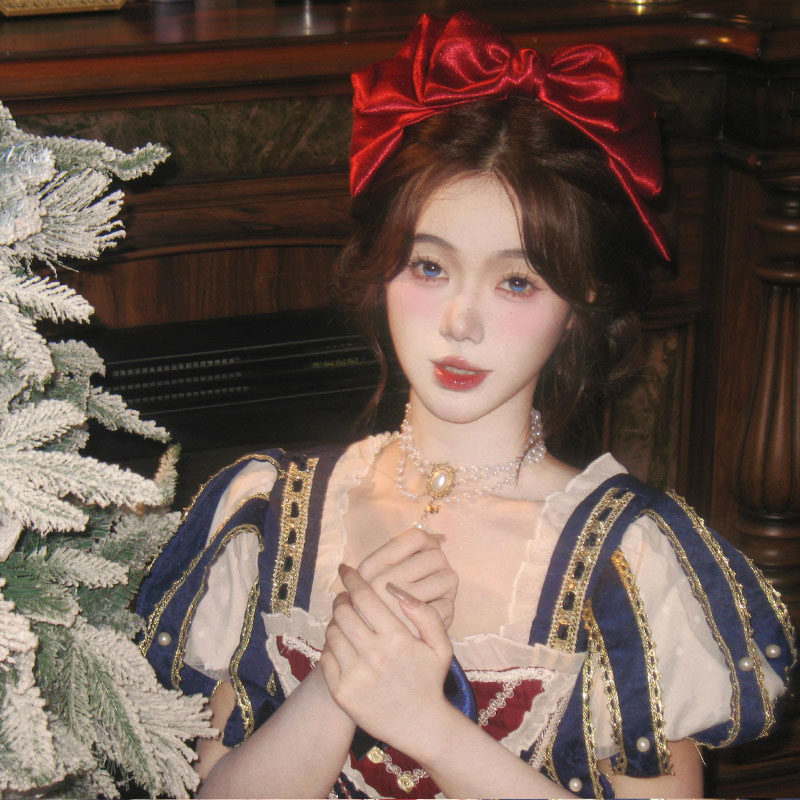 白雪公主cos红色大蝴蝶结头饰新年发卡在逃公主发饰过年装饰发夹图片