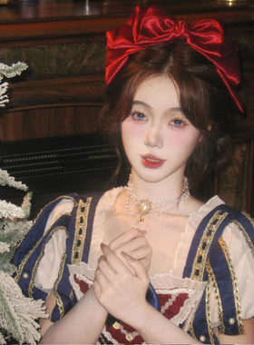 白雪公主cos红色大蝴蝶结头饰新年发卡在逃公主发饰过年装饰发夹