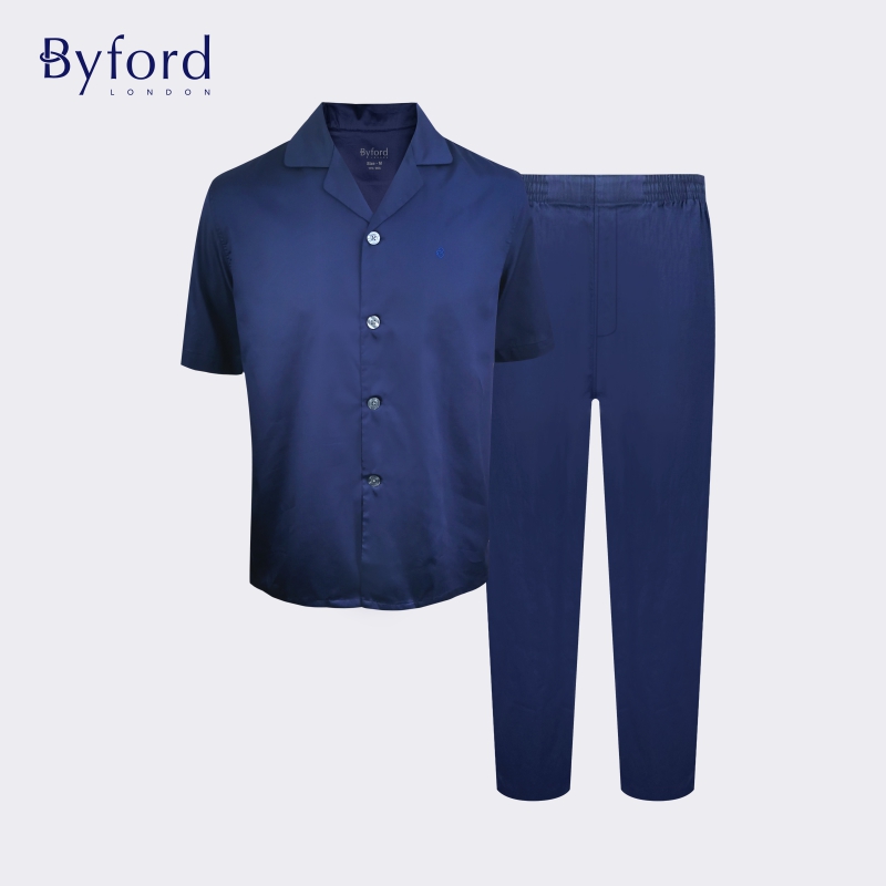 BYFORD/百富【商场同款】23夏季男士短袖家居服套装纯棉休闲睡衣