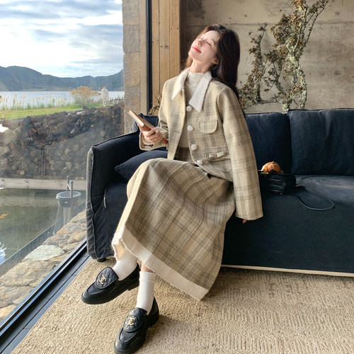 【现货】 夹棉格子毛呢套装 157-2298-P215K318