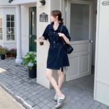 2025新款复古假两件收腰牛仔连衣裙157-9076-P135K198，女装连衣裙，浙宝157（原165A）