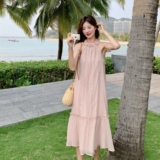 夏日海边出游穿搭粉色无袖挂脖连衣裙女2025新款超火好看宽松长裙，女装连衣裙，浙宝157（原165A）