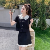 氛围感穿搭小香风娃娃领上衣套装女夏新款小个子显瘦半身裙两件套，女装套装/套裙，浙宝157（原165A）