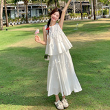减龄少女风蝴蝶结白色无袖半身裙套装女夏2025新款独特绝美两件套，女装套装/套裙，浙宝157（原165A）