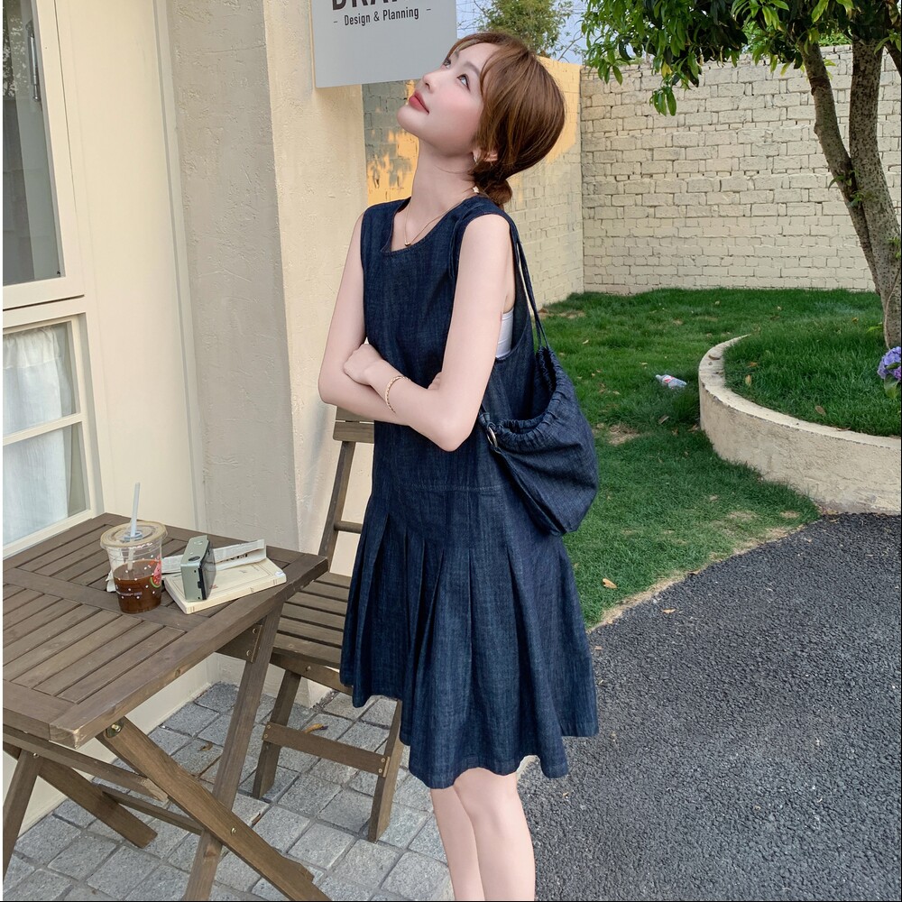 设计感无袖牛仔背心连衣裙女夏2025新款小个子减龄时尚洋气学院风,女装连衣裙,浙宝157（原165A）