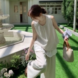 休闲气质拼接背心阔腿裤套装女夏清纯系韩系绝美两件套巨好看显瘦，女装套装/套裙，浙宝157（原165A）
