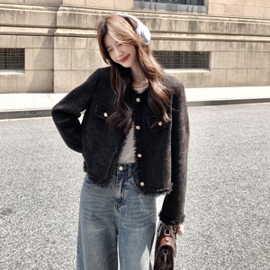 黑色气质时尚流苏小香风外套女2025春秋季新款法式超好看显瘦上衣图片