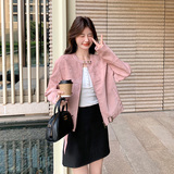 【现货】定染显瘦粉色皮衣157-8877-P145-K218，女装皮衣，浙宝157（原165A）