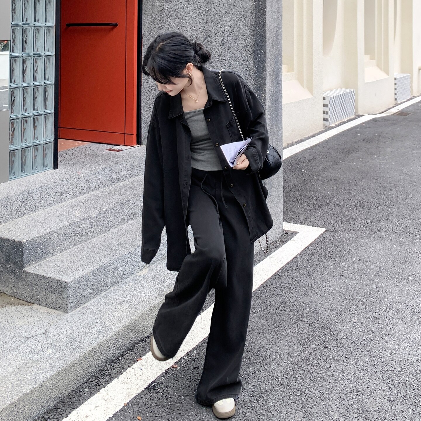【现货！新款】牛仔衬衫阔腿裤套装157-2220-P175K258,女装套装/套裙,浙宝157（原165A）