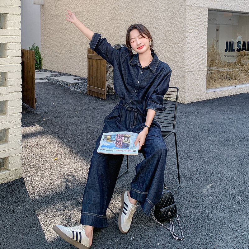 【现货】复古牛仔阔腿裤套装157-8716-P145-K208,女装套装/套裙,浙宝157（原165A）