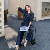 【现货】复古牛仔阔腿裤套装157-8716-P145-K208，女装套装/套裙，浙宝157（原165A）