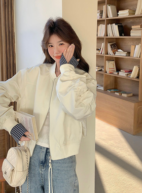 【数据好！现货】设计感拼接格子袖短外套 157-8893-P135-K198