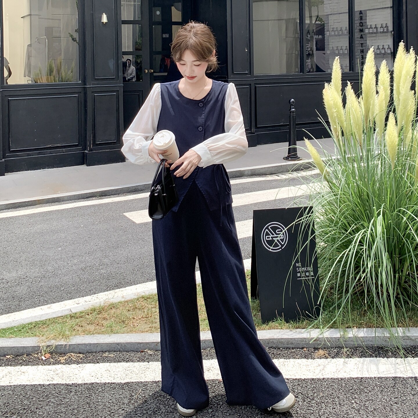 【现货】假两件拼接衬衫阔腿裤套装157-2228-P145K208,女装套装/套裙,浙宝157（原165A）