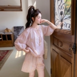 新中式国风甜美刺绣防晒上衣套装女2025夏季新款显瘦短裤子两件套，女装套装/套裙，浙宝157（原165A）