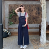 蓝色学院风工装牛仔背带裤套装女夏季新款休闲显瘦条纹T恤两件套，女装套装/套裙，浙宝157（原165A）
